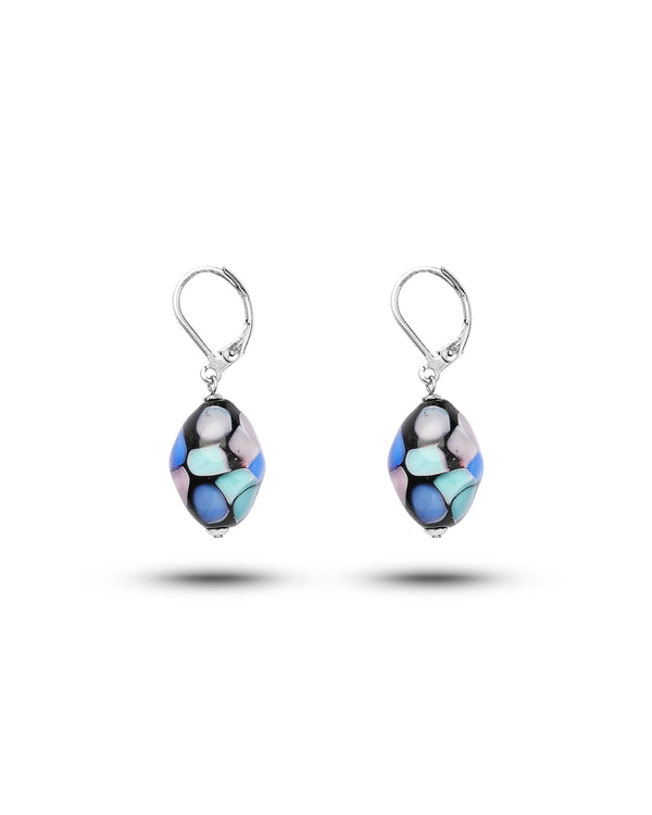 Orecchini Mosaico blu marine – vetro di Murano