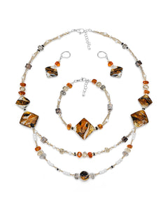 Parure Gabriela jaune – collier, bracelet et boucles d'oreilles en verre de Murano