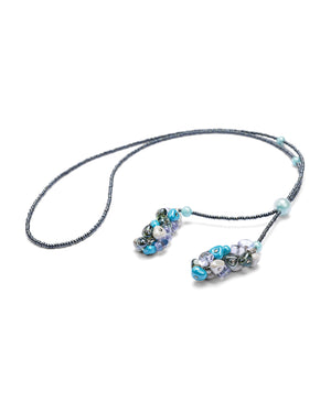 Collier long Linda bleu – détail