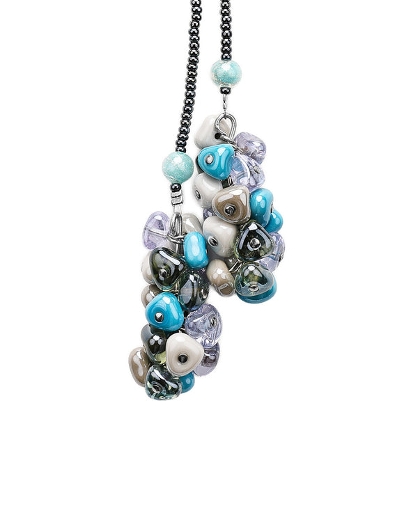 Collier long Linda bleu – porté