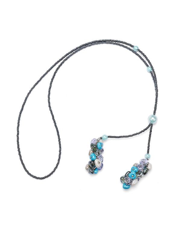 Collier long Linda bleu – vue de dessus