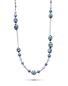 Collana lunga Mosaico blu marine – vetro di Murano