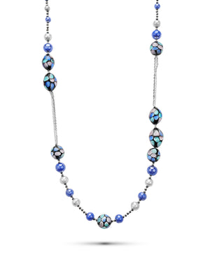 Collana lunga Mosaico blu marine – vetro di Murano