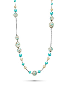 Collana lunga Mosaico azzurra – vetro di Murano