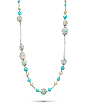 Collana lunga Mosaico azzurra – vetro di Murano