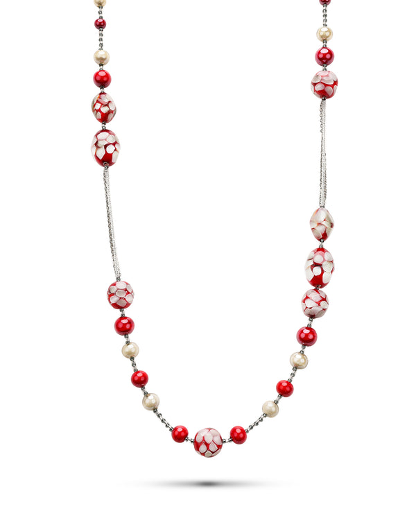Collana lunga Mosaico rossa – vetro di Murano