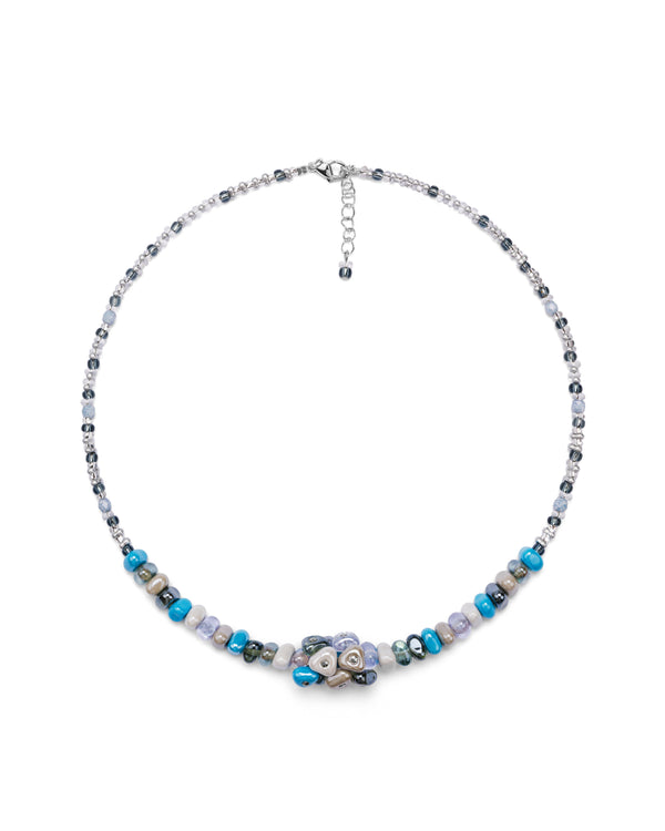 Collier court Linda bleu – verre de Murano