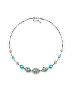 Collana corta Mosaico azzurra – vetro di Murano