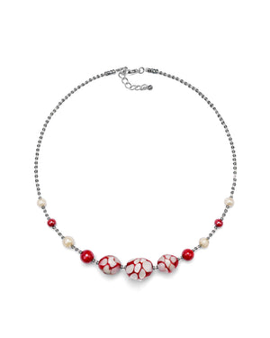 Krátký náhrdelník Mosaico červený – sklo Murano