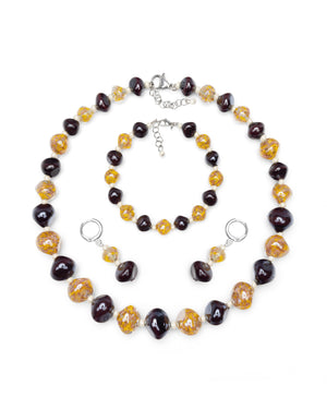 Conjunto Sofia amarillo – collar, pulsera y pendientes de cristal de Murano