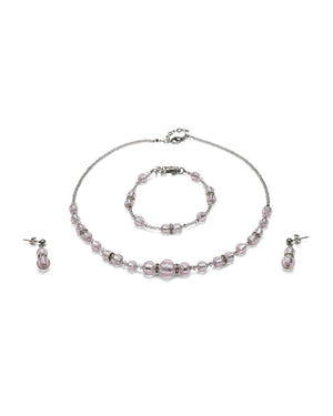 Conjunto Disney rosa – collar, pulsera y pendientes de cristal de Murano, puestos