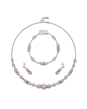 Conjunto Disney rosa – collar, pulsera y pendientes de cristal de Murano