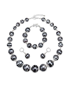 Set Sabrina nero – collana, bracciale e orecchini in vetro di Murano