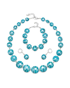 Set Sabrina blu – collana, bracciale e orecchini in vetro di Murano