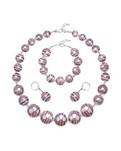 Set Sabrina viola – collana, bracciale e orecchini in vetro di Murano