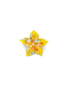 Broche Flor amarilla – broche de flor de cristal de Murano