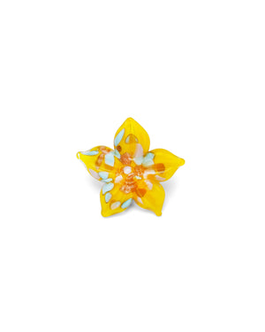 Broche Flor amarilla – broche de flor de cristal de Murano